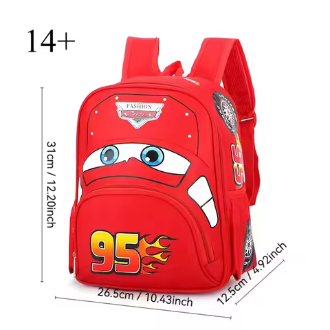 Lightning McQueen Car-Shaped Pattern Splash-Proof Lightweight Backpack for Kids and Boys