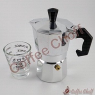 MOKAPOT PACKAGE 1 ALUMINUM CUP AND ESPRESSO CUP ESPRESSO GLASS ESPRESSO CUP