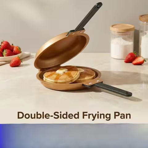 Cake Double-Sided Frying Pan, Mexican Folding Skillet, Low-Smoke Pan for Frying Eggs and Steak, Brea