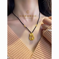 Khj Gold 999 Safe Buckle Pendant Escaping Princess Bow Necklace Bell Auspicious Cloud Holiday Gift G