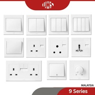 UMS 9 SERIES Switch 1Gang, 2Gang, 3Gang, 4Gang 1Way Bell Push(Ready Stock)