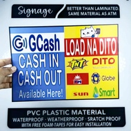 SIGNAGE - GCASH SIGN - LOAD NA DITO SIGN - PVC PLASTIC MATERIAL SIGNAGE
