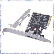 (NDPB) PCIE USB 3.2 GEN2 10G + Type C 10G Adapter PCI Express X4 Expansion Card Riser ASM1142 Chip C