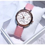 *Ready Stock*Original Casio SHEEN SHE3034BGL-7A Genuine Leather Water Resistant Elegant Soft Pink Ladies Watch