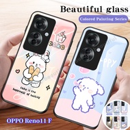 Fashion Cute Cartoon OPPO Reno 11F Case For OPPO Reno11F Reno11 F F11Reno 5G CPH2603 Phone Casing 11F Reno OPPO Soft TPU Edge Shockproof Hard Tempered Glass Back Cover 11Pro