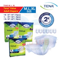 Tena Value Adult Diapers | Lampin Dewasa /(M:32"~44")10pcs | (L:45"~58")8pcs | (L:50"~62")8pcs /per pack