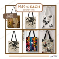 (1PC) XX11037 Canvas Tote Bag Large Capacity Shopping Shoulder Women Bag Fashion Art Style Painting