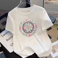 Womens Unique T-shirt 2024 Summer New Print Versatile Slimming Fashion Loose Casual Top