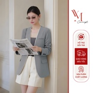YM Concept Long Sleeve White Trim Vest - Elegant Daily Office Fashion A1538