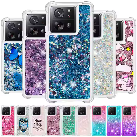 13T Pro Case on For Funda Xiaomi 13T Pro Cover Glitter Quicksand Dynamic Liquid Case For Xiomi 13T X