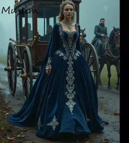 Victorian Edwardian Navy Evening Dress With Cape Ottoman Mihrimah Sultan Prom Dresses Elf Celtic Wit