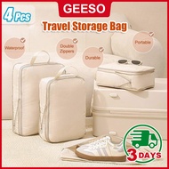 GEESO 4Pcs Set Travel Storage Bag Compression Luggage Storage Bag Compression Packing Cube Packing C