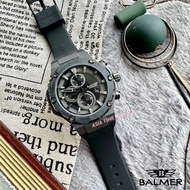 BALMER | 8812G BK-4 Chronograph Sapphire Men's Watch with Black Dial Black Silicon Strap Embossed with Balmer Logo