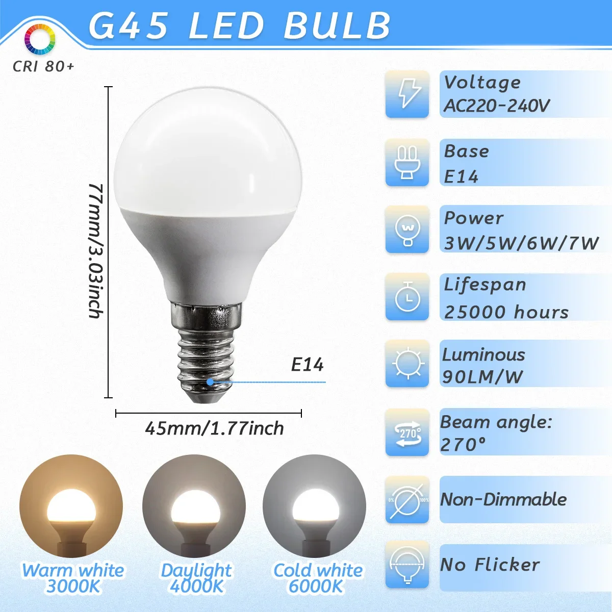 10PCS/LOT LED Candle Light Mini Bulb C37 G45 AC220V E14 E27 B22 Head Light Flicker-free 3W-7W Suitab