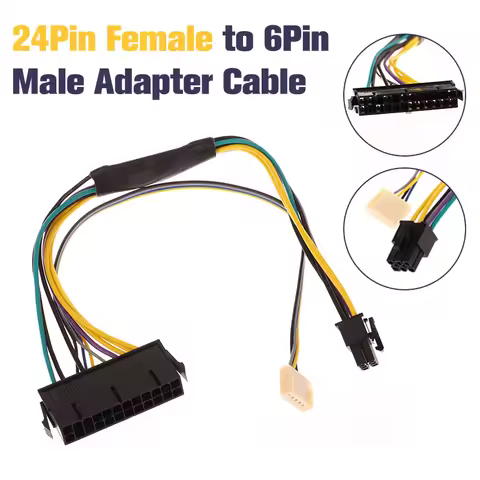 24Pin Female to 6Pin Male Power Adapter Supply Cable Connector for HP 8100 8200 8300 ATX