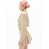 APEA2022 Autumn American Retro Preppy Style Short Long-Sleeved Blazer Pleated Skirt Suit J