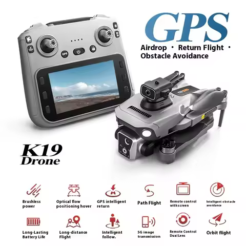 NEW K19 Max Brushless Motor Aerial Photography Drone with Screen Control GPS Four-Axis Image Transmi