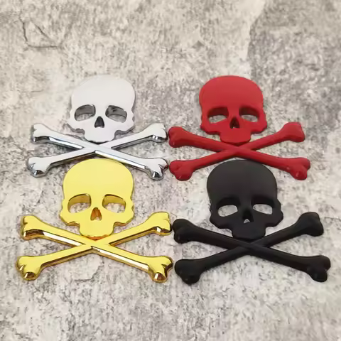 3D Crossbones Skull Demon Metal Logo Emblem Badge Decal Tank Sticker for Harley Honda Kawasaki Suzuk
