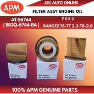 AT-E6744(BB3Q-6744-BA) FILTER ASSY ENGINE OIL FORD RANGER T6-T7 2.2 T8-2.0 100% NEW GENUINE PARTS BR