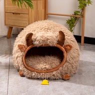 HOT Cat Cave Bed for Indoor Cats Warm Cat Cave Yak Shape Indoor Cat Nest Semi-Enclosed Dog Tent Bed 