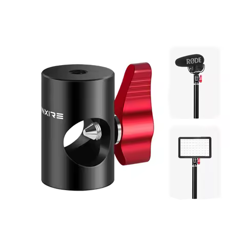 Lanxire 16mm Light Stand Mount Adapter with Ball Head C-Stand Boom Arm 1/4" Screw for LED Video Ring