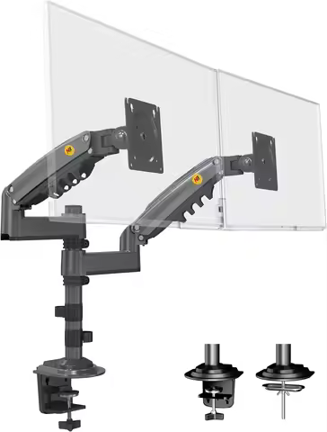 Dual Monitor Desk Mount Stand Full Motion Swivel Arm for 2 Screens up to 27'' with Load Capacity 4.4