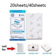 20/40 sheets Original HP Sprocket Zink Photo Paper 5x7.6cm(2*3'') Adhesive backing paper, suit for S