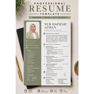 Template Resume ATS Sage Green | CV Profesional | Mudah Edit Canva | Muat Turun Digital