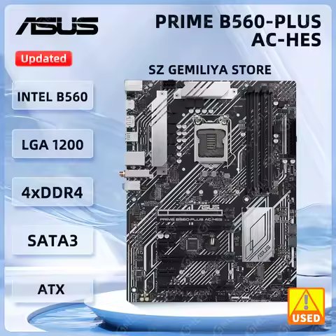 ASUS PRIME B560-PLUS AC-HES motherboard intel B560 LGA1200 DDR4 128GB M.2 ATX support Celeron G5905 