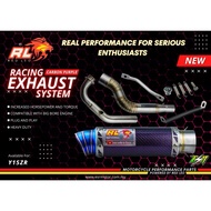 RED LEO EXHAUST OPEN SHORT Y15ZR LC135 BLACK RED PURPLE CARBON 100%ORIGINAL 32-35-53/35-38-55/35-38-