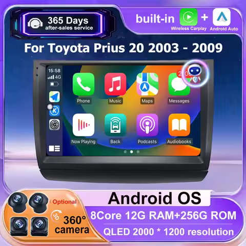 Wireless Carplay For Toyota Prius 20 2003-2009 Android Auto Car Radio Multimedia Player GPS Navigati