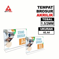 MFT Pro Acrylic Landscape Brochure Stand A4 A5 Type T - Acrylic Brochure Holder - Shop Flyer Holder