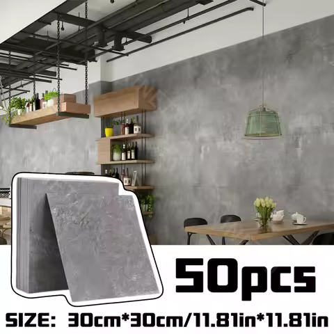 NINETAI Peel And Stick Floor Tile, 50pcs Vinyl Plank Wood Grain Look 11.81in*11.81in/48 Sq.Ft, Kitch