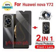 2 in 1 Huawei Nova Y72 Privacy Tempered Glass Anti-Spy For Huawei P60 P50 P40 P30 Mate 60 50 40 30 N