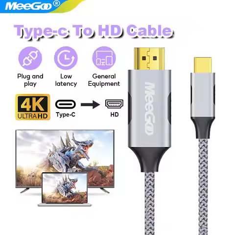MeeGoo Type C to HDMI Adapter Cable 4K 60Hz USB C to HDMI Cable for MacBook Air iPad Huawei Samsung 