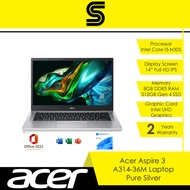 ACER Aspire 3 A314-36M-34XH/37KC Laptop (14" FHD/I3-N305/8GB DDR5/512GB SSD/Intel UHD/Bagpack/Win11)