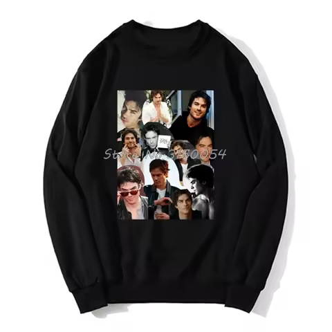 Ian Somerhalder Men Women Hoodie Damon Salvatore Tvd Hoodies Spring Autumn Men Pullover Sweatshirts 