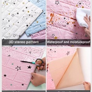 Wallpaper Dinding 3D Foam Bata Motif Star Waterproof Brick Sticker