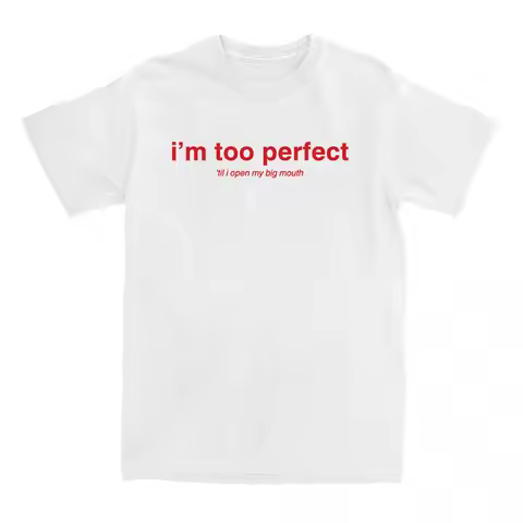 I'm Too Perfect White Lyric T-shirt Singer Lola Young Graphic Merch Tees Summer Cotton Short Sleeve