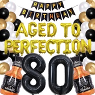 (SG Seller) 80th Birthday Decoration, 80th Birthday Balloon, Decoration Set Decor Kit, Black and Gol