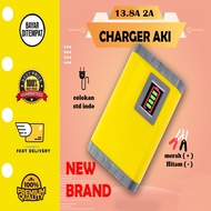 Charger Baterai Aki Mobil Motor LCD 13.8V 2A Cas Aki Mobil Dan Motor Otomatis Charger Accu Alat Cas 