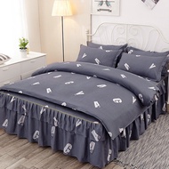 ผ้าระบายขอบเตียง Queen/King/ซูเปอร์คิงไซส์3ใน1 Cadar Ropol ชุดผ้าห่มผ้าปูที่นอน2ปลอกหมอน