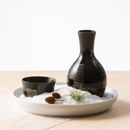 日本津輕 德利金箔清酒杯壺 / 黑