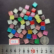 กระเบื้องแก้วสี่เหลี่ยมสี โมเสกกลิตเตอร์ 50g MOSAIC Colorful square glass Tiles for decoration 1x1cm