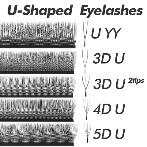 GLAMLASH U Shape YY 3DW False Eyelashes UYY UY U3DW U5DW Lashes Extension Hand-wowen Individual Eyel
