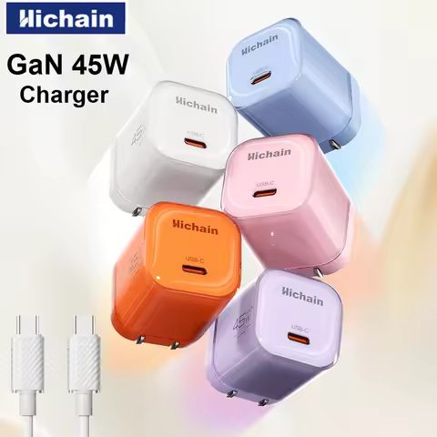 Hichain 45W GaN Charger For iPhone 17 16 15 Mini Portable USB C Charger For ipad For Airpods For Hua