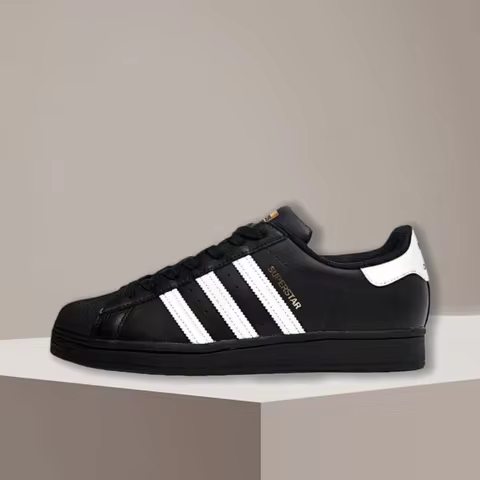 Adidas Superstar Trifoliate Gold Label Shell Toe Black & White Versatile Slip-Resistant Durable Unis