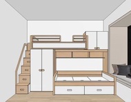 小戶型訂製（全港送貨 免費設計） 錯位床 榻榻米  拖床 上下床設計 床架 儲物床 床褥 bed Bunk bed design 高架床loft bed 碌架床 工人床 高床 子母床 儲物床 梯櫃床 