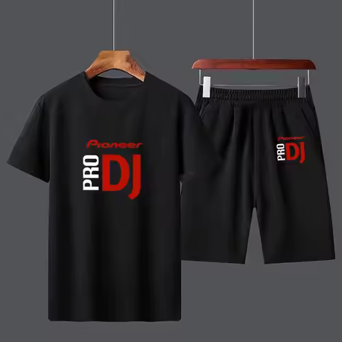 Pioneer Pro Dj Boys Male Summer Casual Short Sleeve Tops Pants Suits Streetwear Tops Tshirts Cotton 