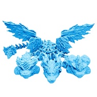 3D Printed Toys Ancient Three-Headed Dragon Figurines Home Decor with Flying Wings and Movable Joint